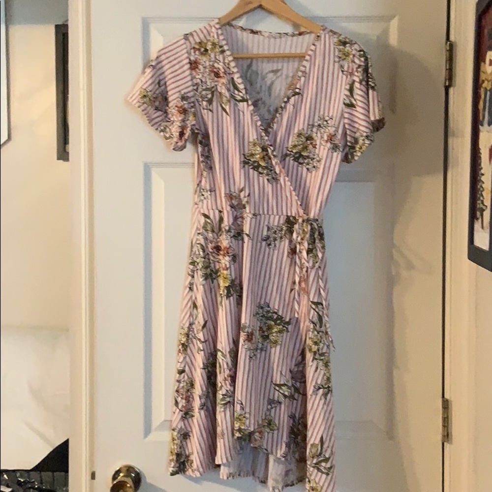 Floral Pink Striped Dress